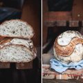 Sourdough bread crumb and crust cut loaf