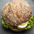 Whole grain wheat sourdough hamburger buns with tarragon