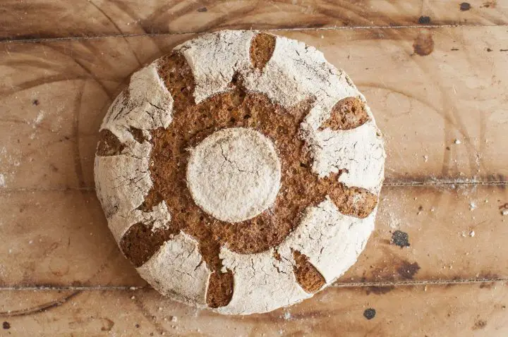 Einkorn sourdough bread crust