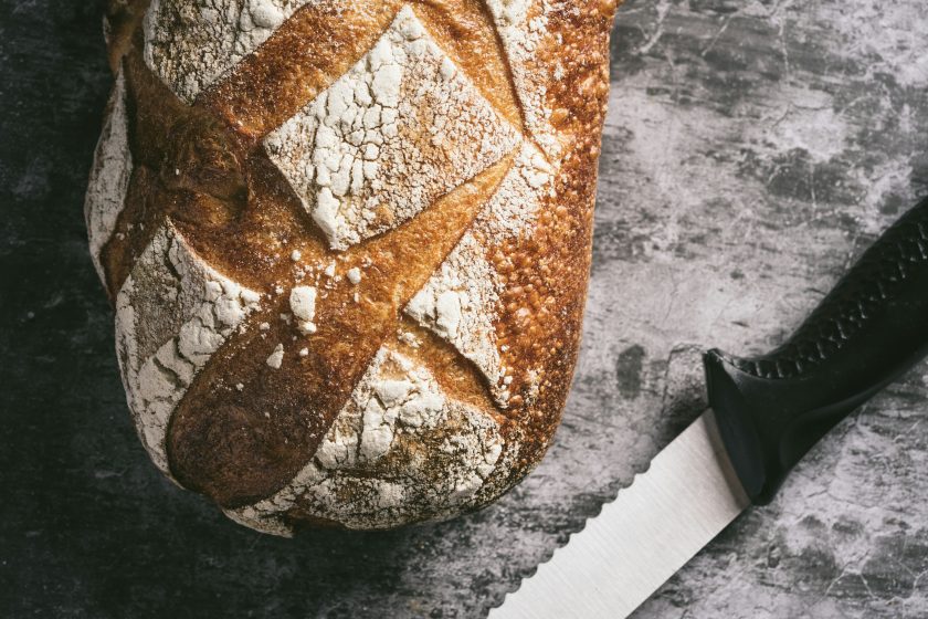 Crusty sourdough bread