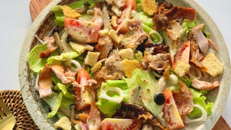 Celery salad with sourdough croutons